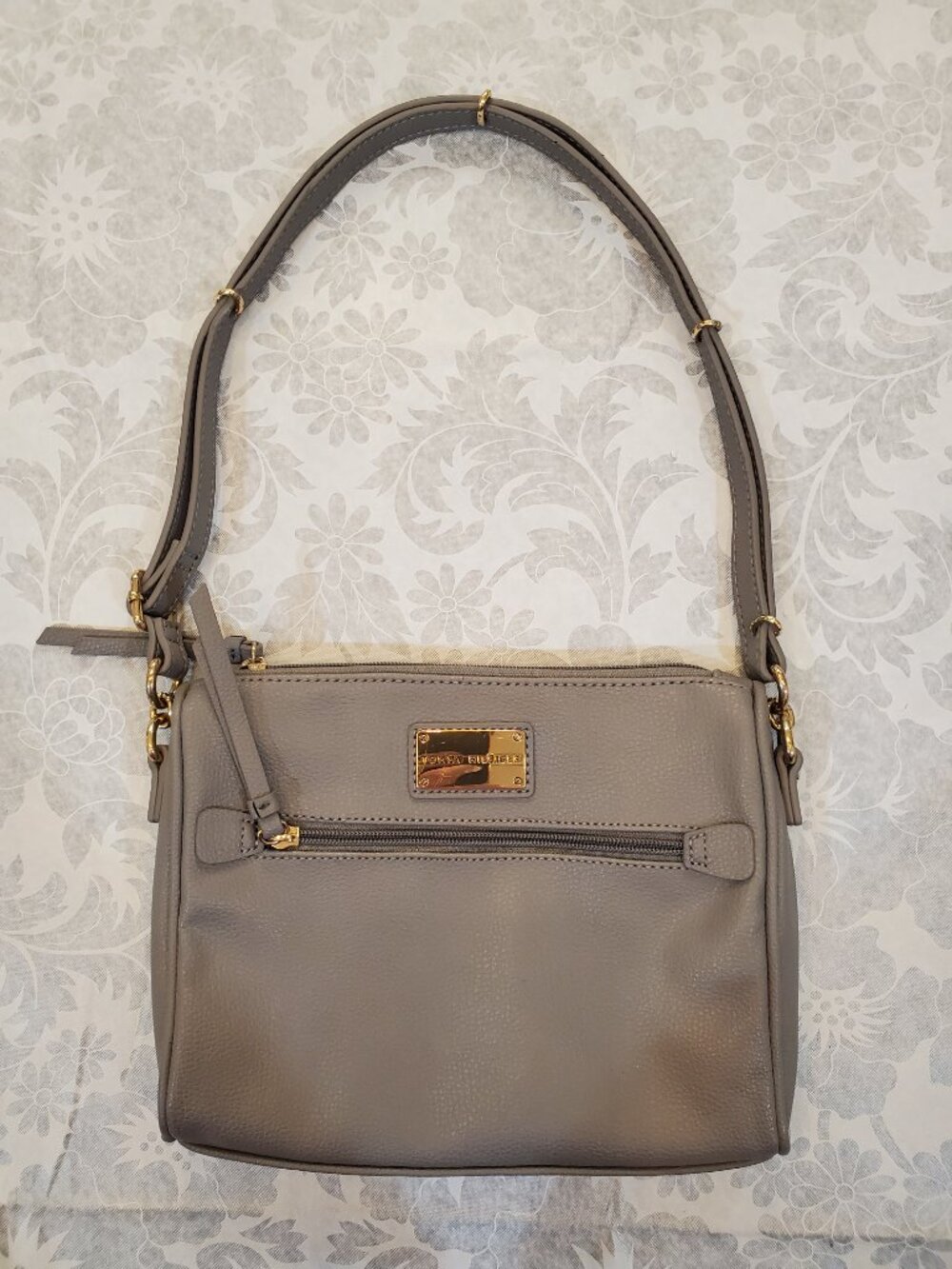 Tommy Hilfiger Crossbody Shoulder Bag Purse Gray Pebbled Faux Leather
